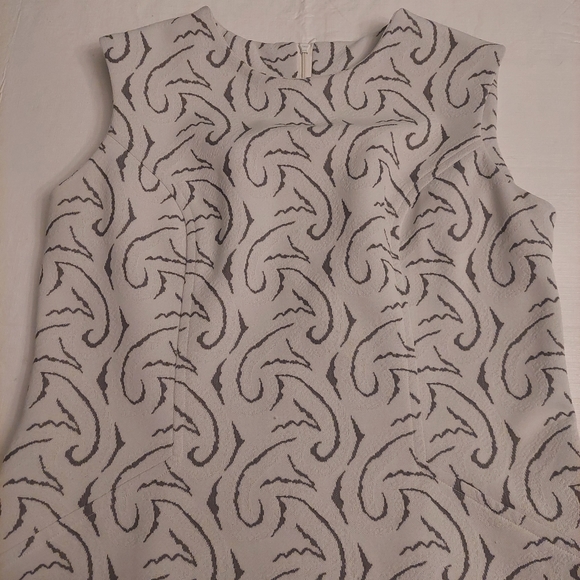 Sears Vintage 60s Mod White Grey Abstract Pattern Midi Sleeveless Dress Size L - Picture 8 of 14